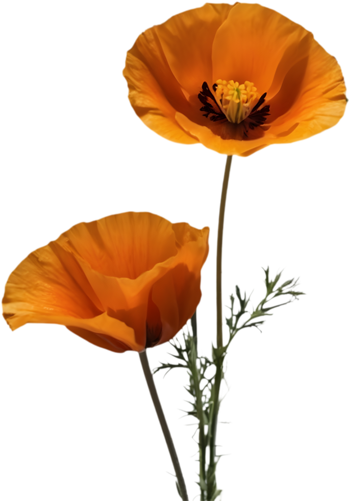 Elegant Orange California Poppy Flower Illustration for Design. . png