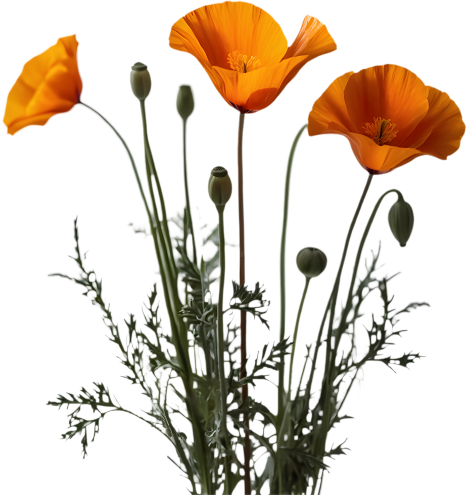 Detailed Orange California Poppy Flower Artwork for Design. . png