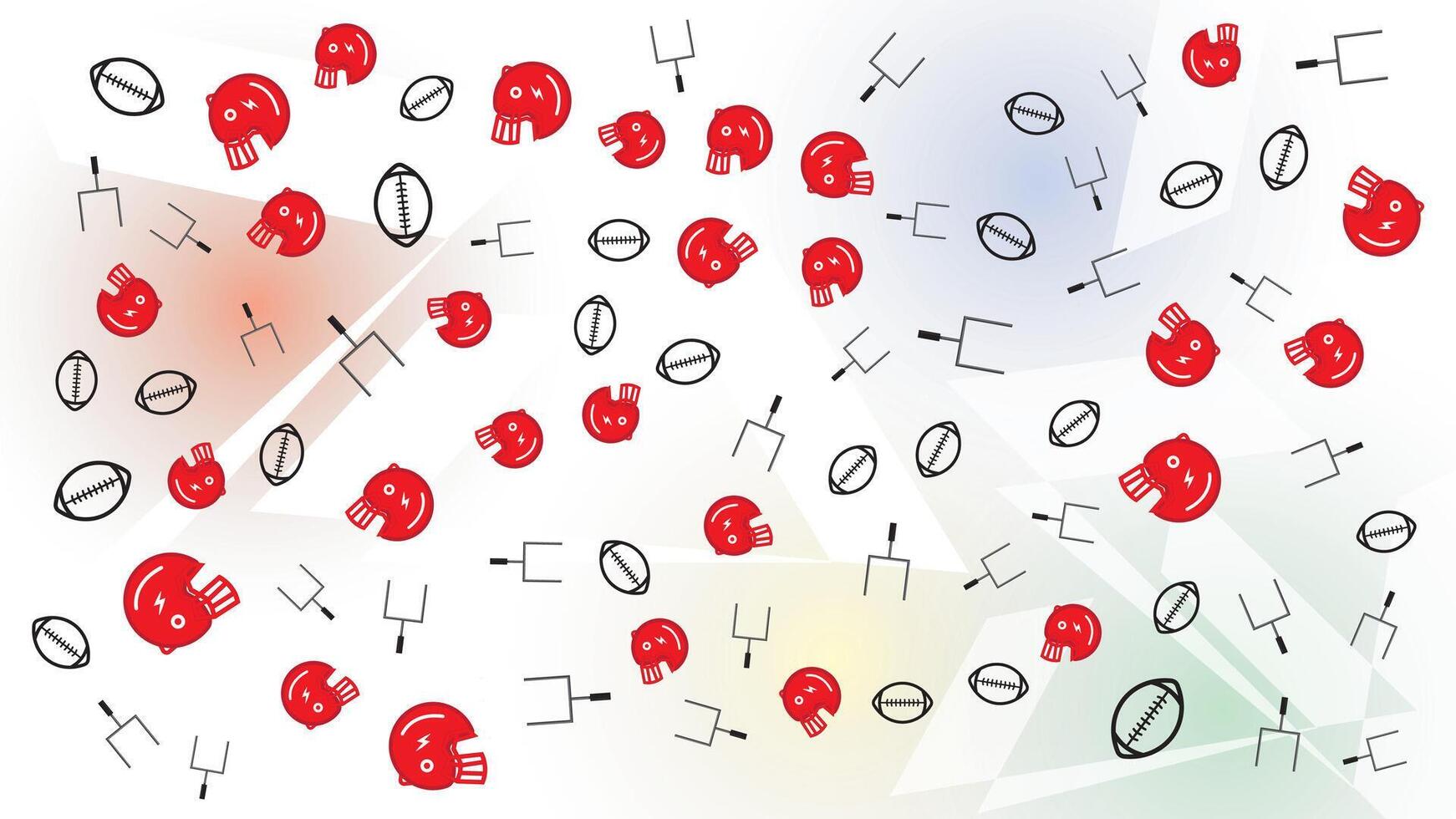 abstract background with ball rugby and helmet rugby make doodle pattern with RGB color , suitable for sport background and american football background vector