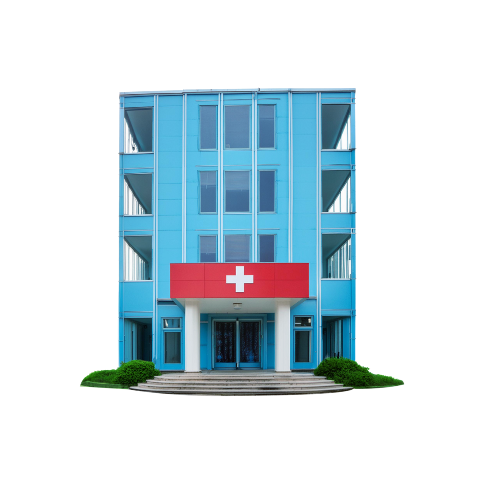 Skyblue Hospital building on transparent background png