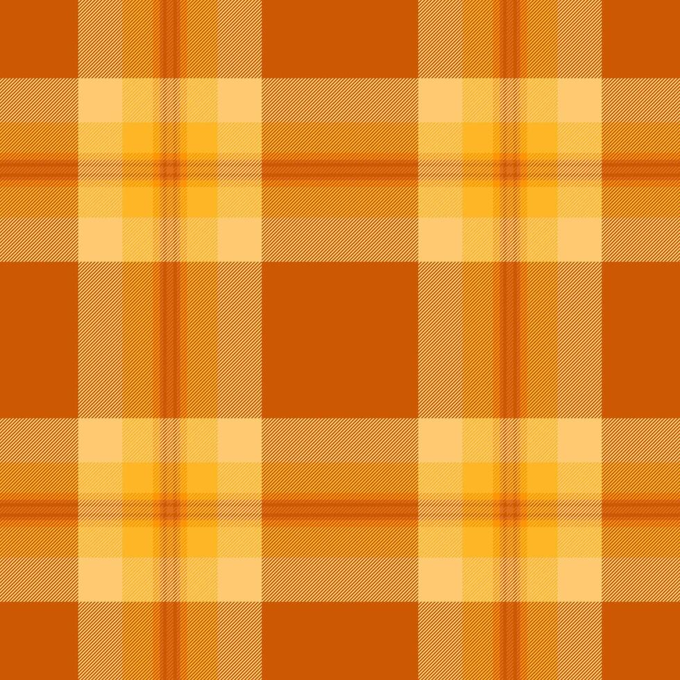 Coloured tartan texture, bedroom background textile fabric. Carnival seamless plaid pattern check in amber and orange colors. vector