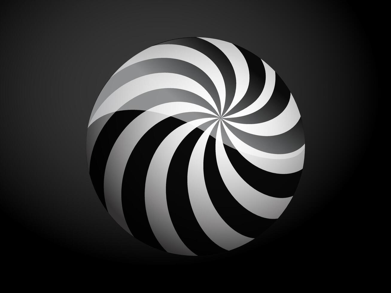 Abstract pattern cover black and white 3D ball. illustration on dark background. vector