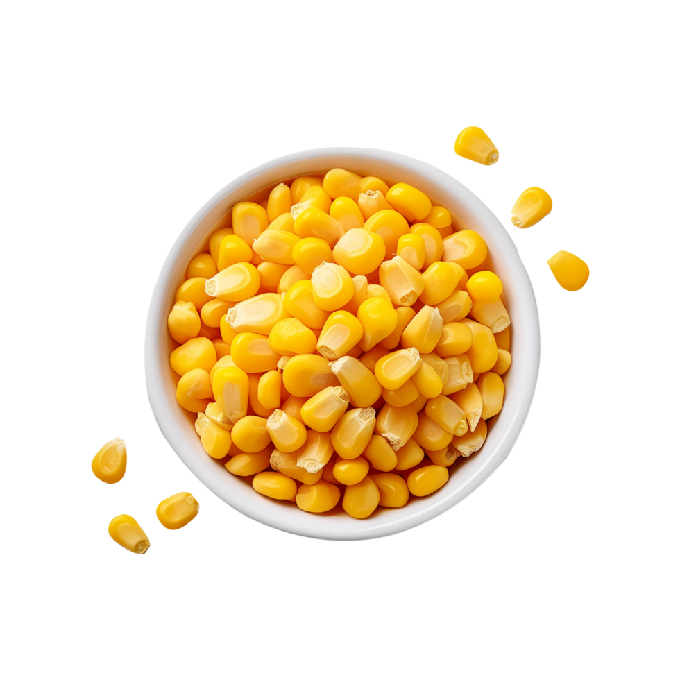 Top view of corn bowl on transparent background png