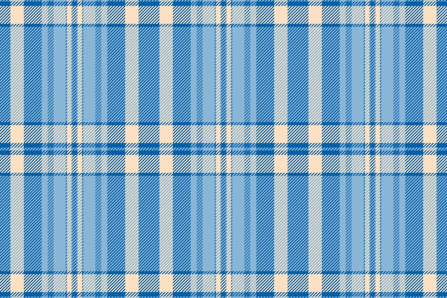 Velvet check textile pattern, commercial texture seamless. Content fabric plaid tartan background in cyan and bisque colors. vector