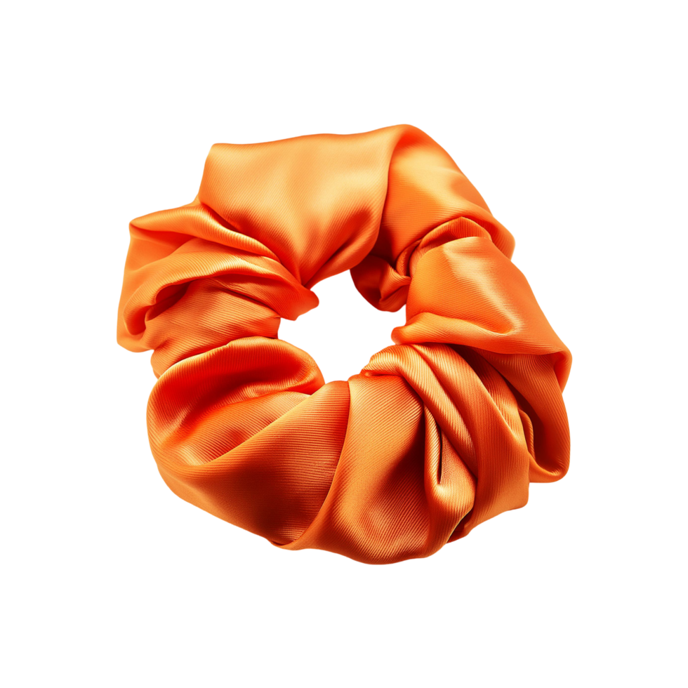 magnifique Orange soie cheveux chouchou sur transparent Contexte png