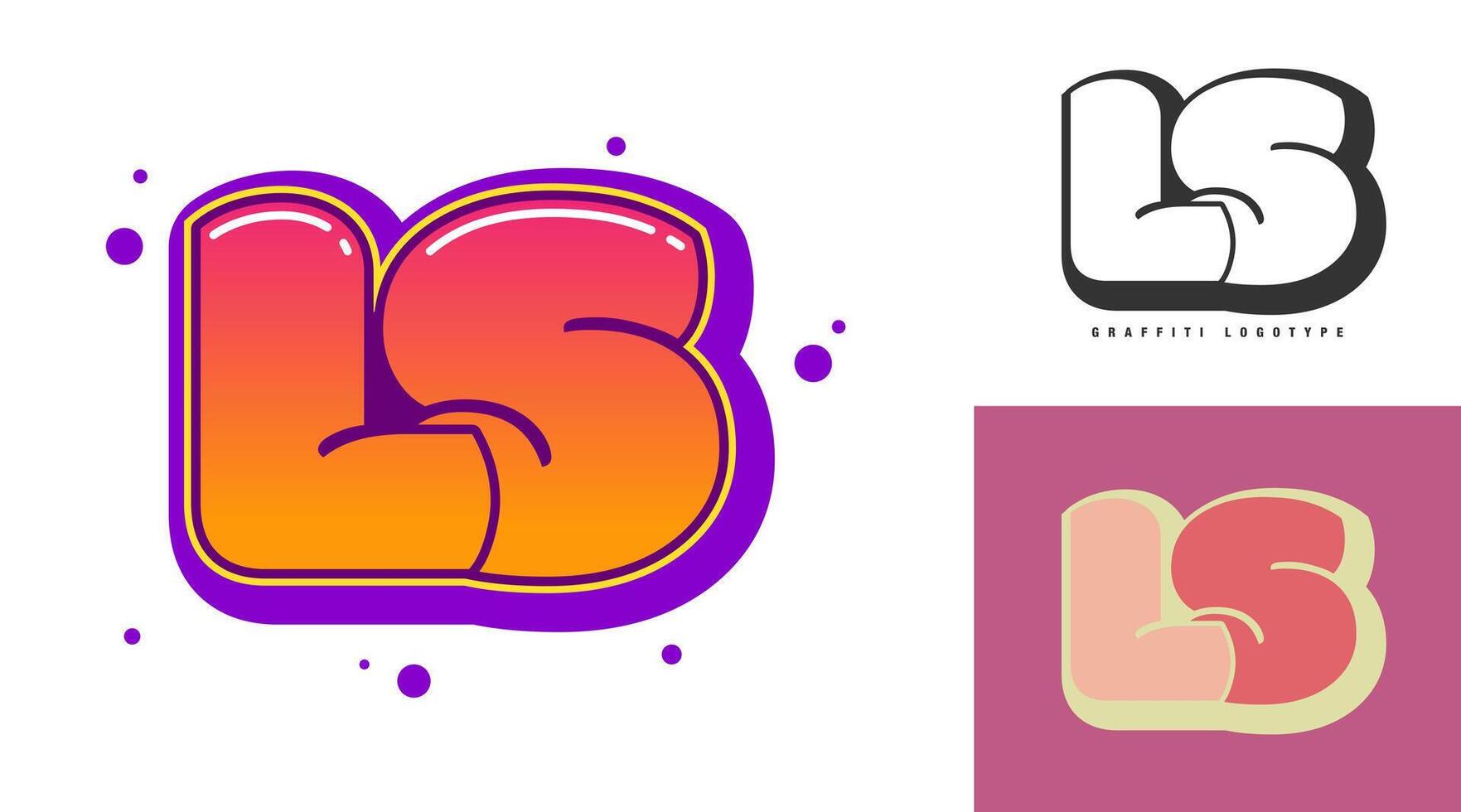 LS logo design for festival or party. Initial letter l and s in graffiti style. Creative modern lettering company name of font typography. Kids trendy logotype or identity. vector