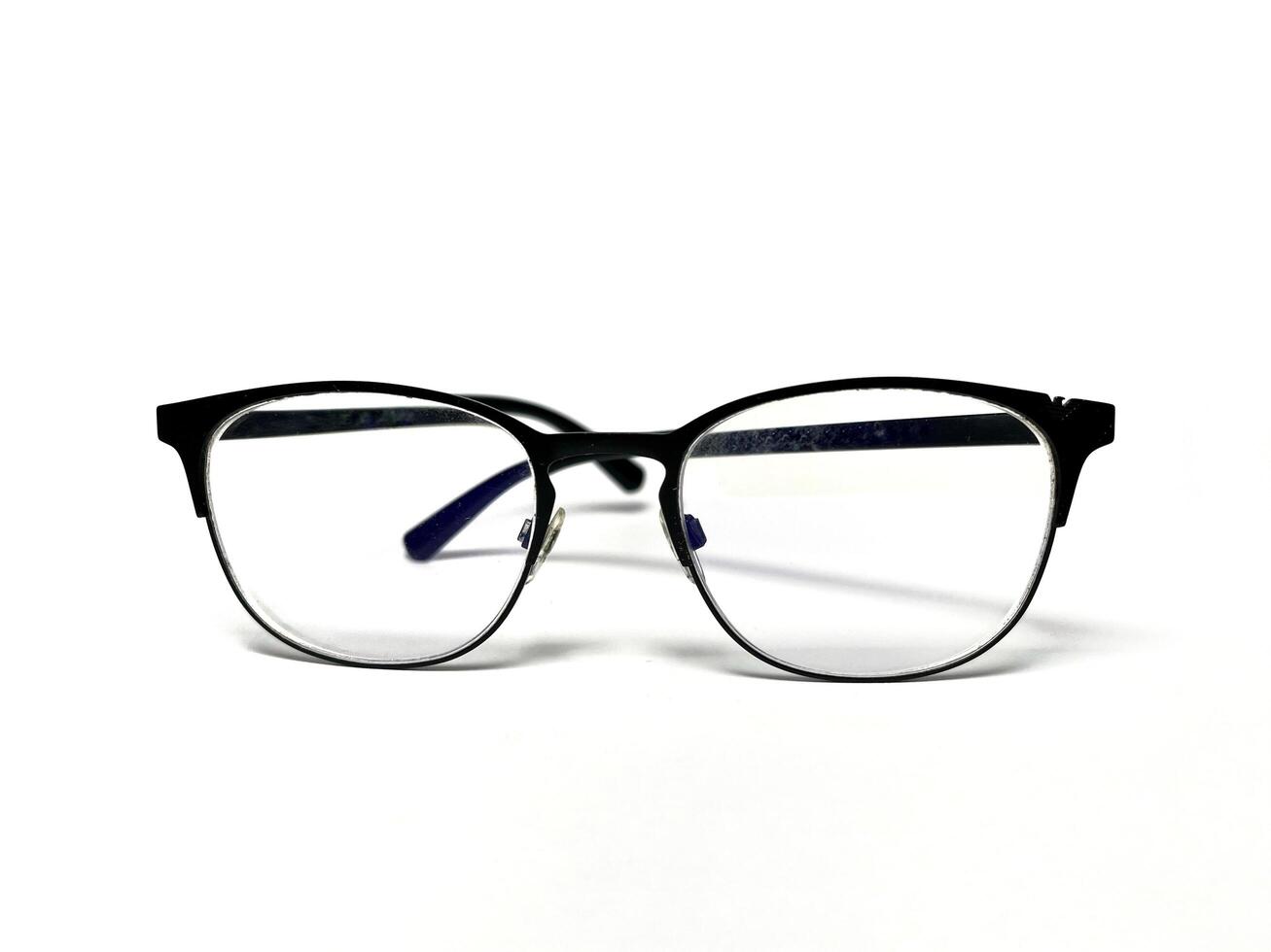 Glasses isolated on a white background. Glasses with black frame. photo