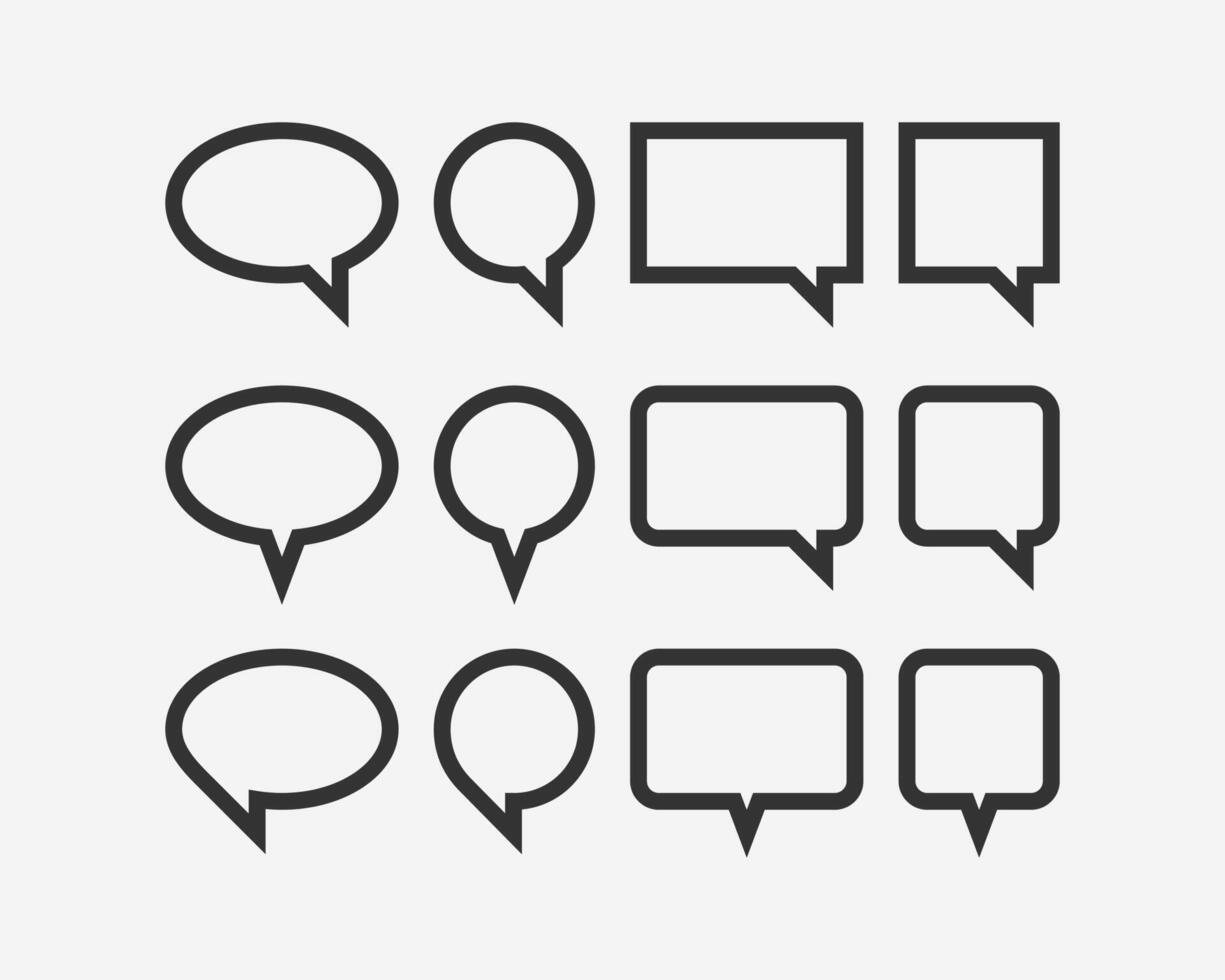 Set talk bubbles speech . Blank empty bubble icon design elements. Chat on line symbol template. Collection dialogue balloon stickers silhouette. vector