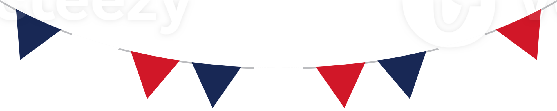 Flat design illustration of seamless red, white and blue flag triangle party bunting border. png