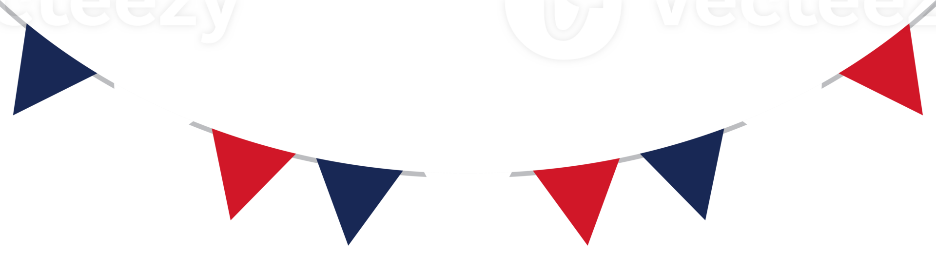 Seamless red, white and blue flag triangle party bunting border. png