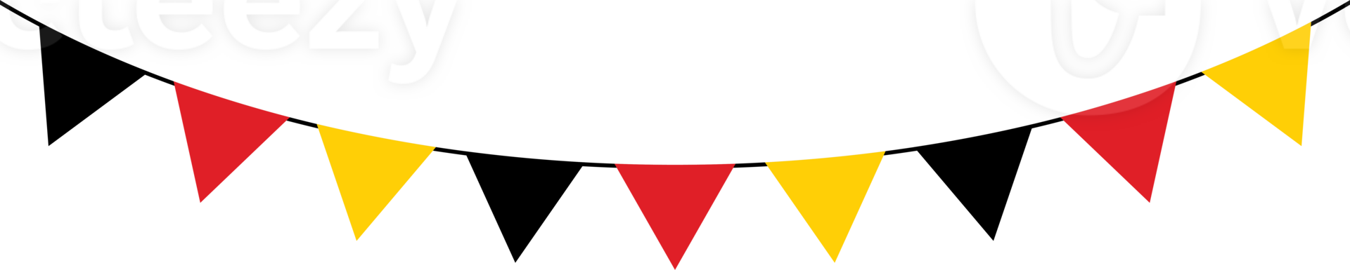 Seamless flag of Germany triangle party bunting border. Flat illustration. png