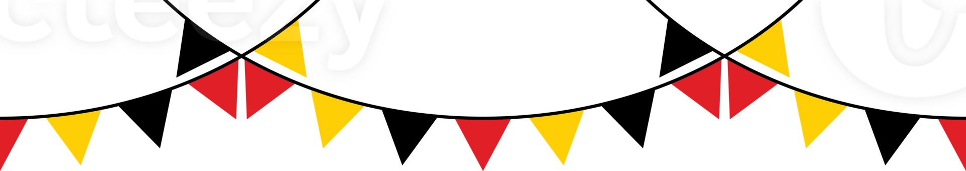 Seamless flag of Germany triangle party bunting border. Flat design illustration. png