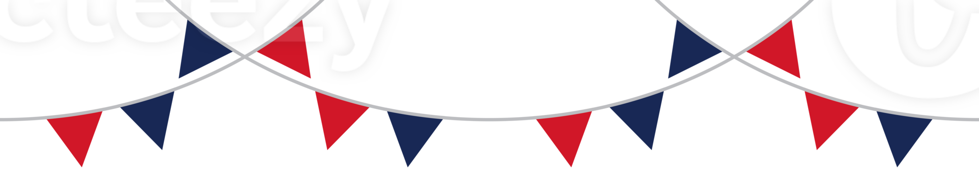 Illustration of seamless red, white and blue flag triangle party bunting border. png