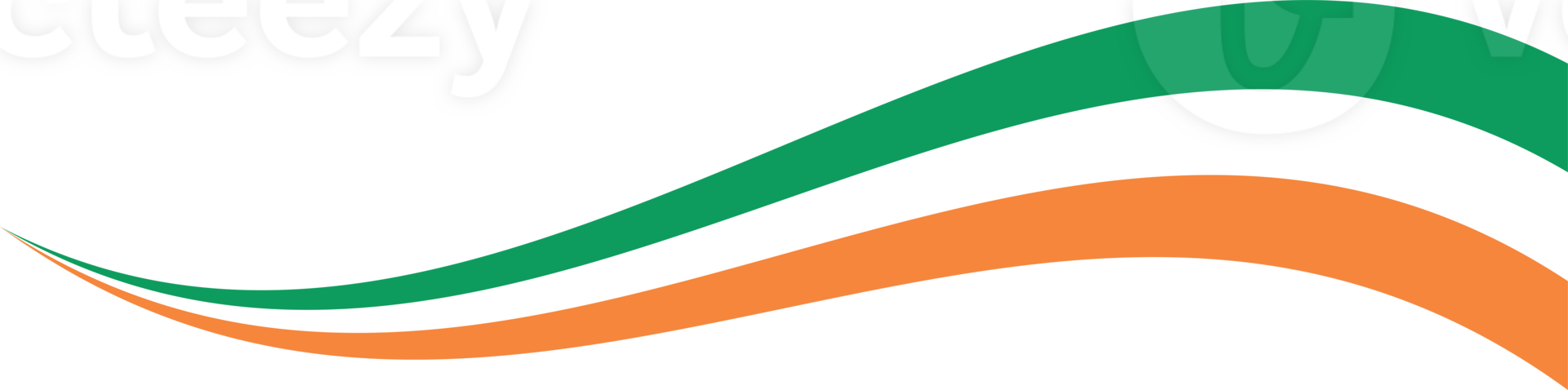 Green, white, orange colored curved border background, as the colors of Ireland flag. Flat design illustration. png