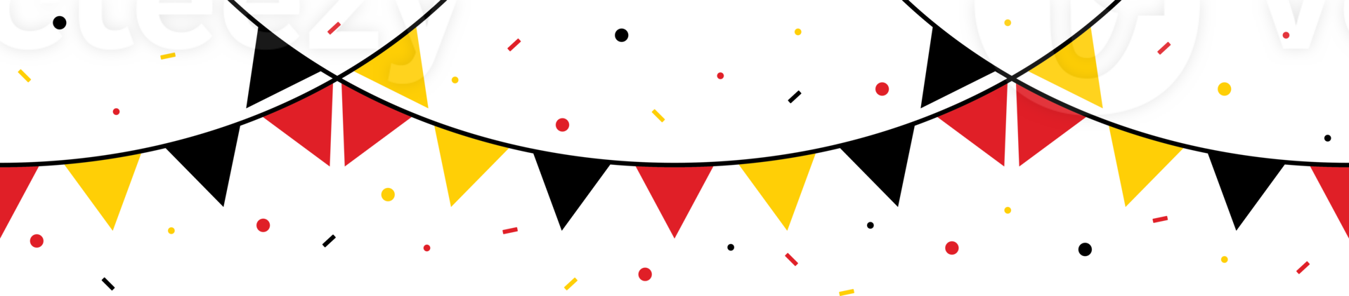 Seamless flag of Germany triangle party bunting with confetti border. Flat design illustration. png