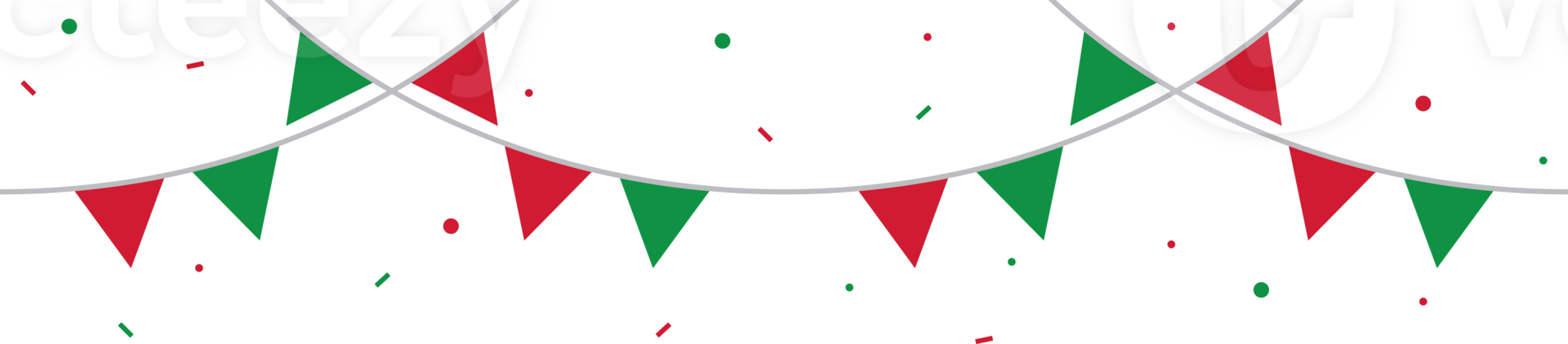 Seamless national flag of Italy triangle party bunting with confetti border. Flat design illustration. png