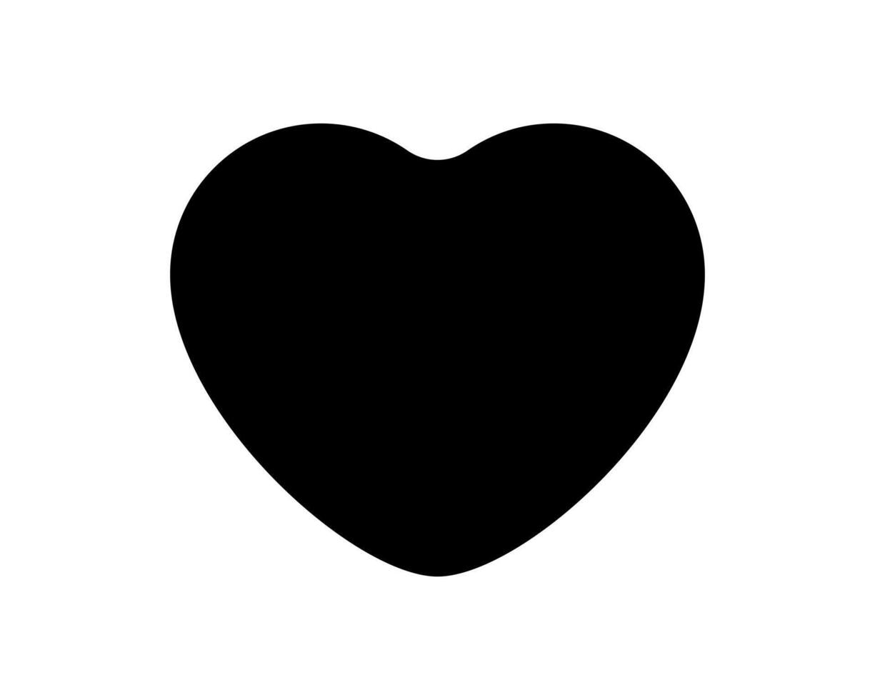 Love heart icon black silhouette isolated on white background. vector