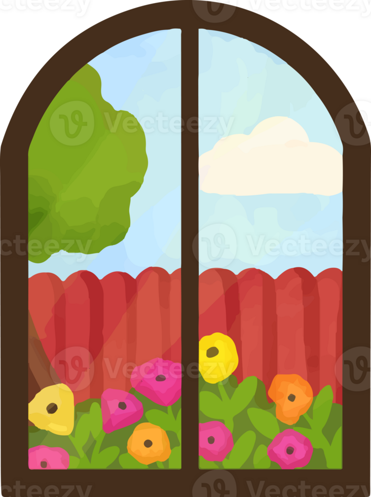 Outside spring backyard View from window png