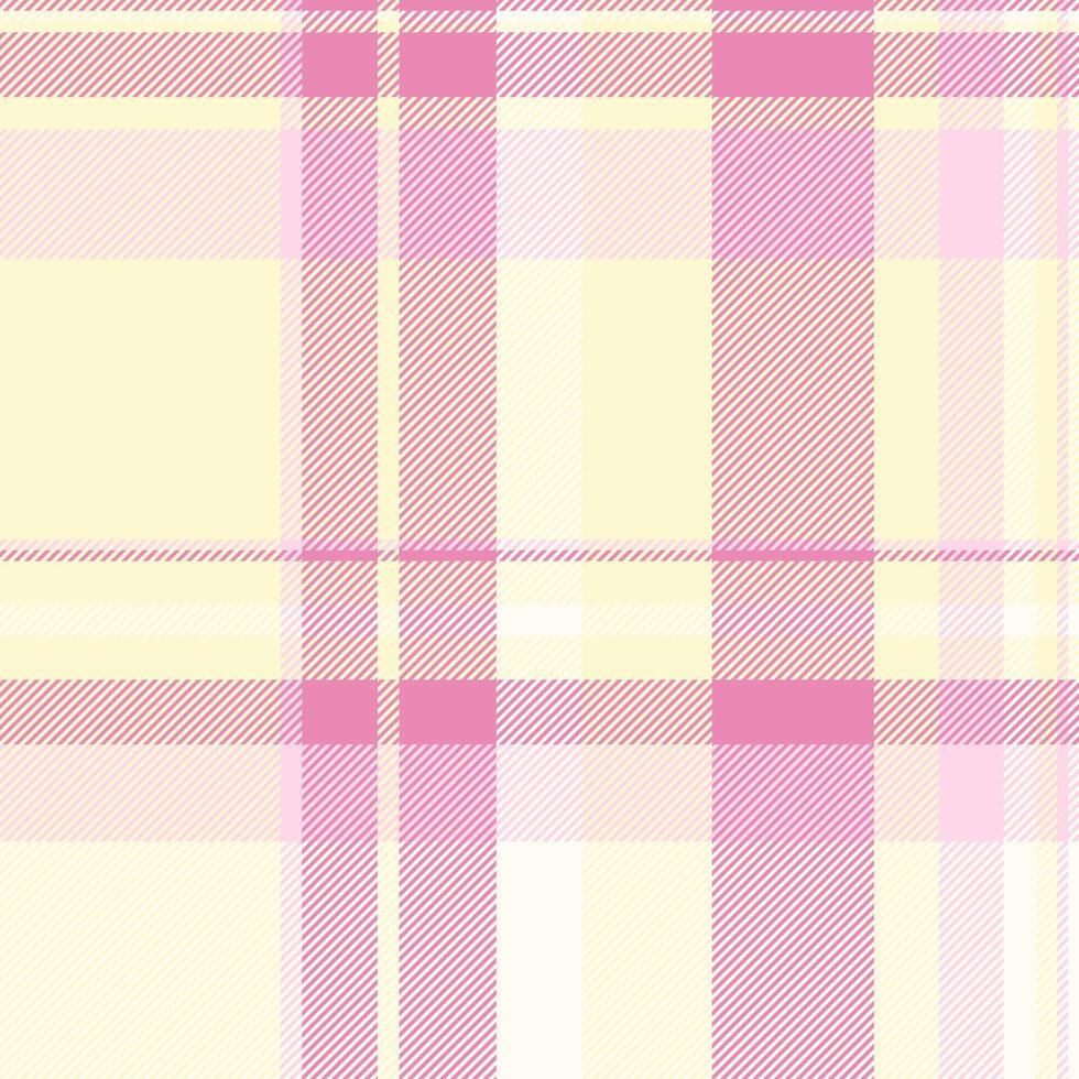 Lined background plaid tartan, bed seamless fabric check. Amazing pattern texture textile in lemon chiffon and pink colors. vector