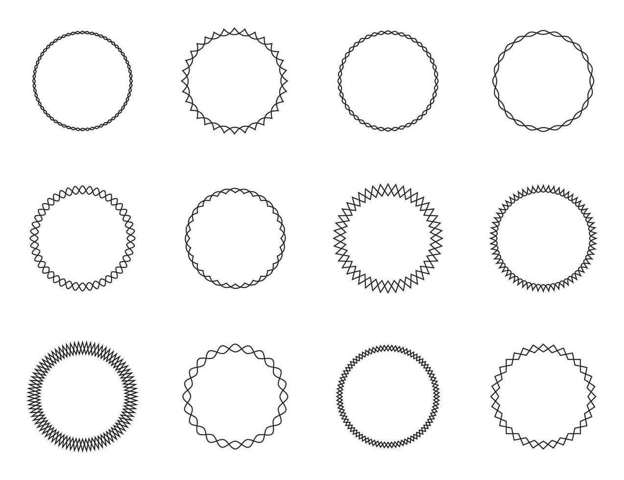 Abstract round frames set black on white background. design element. vector
