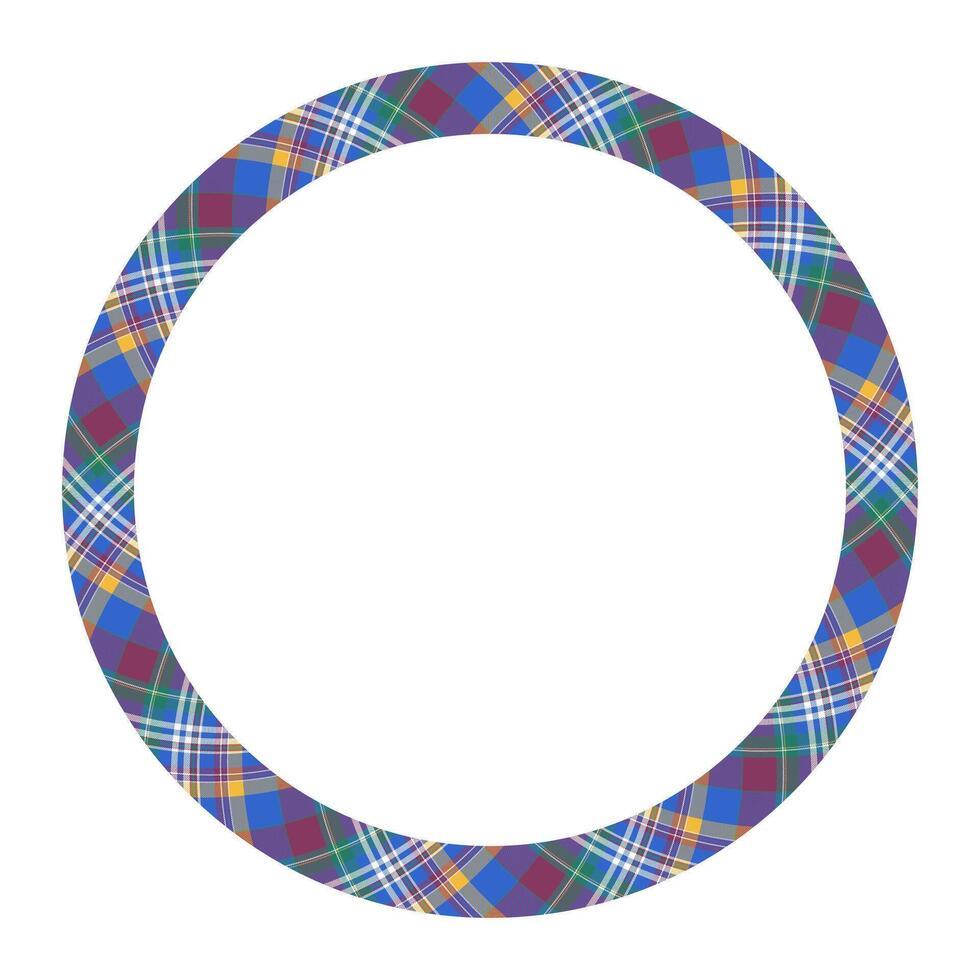 Circle borders and frames . Round border pattern geometric vintage frame design. Scottish tartan plaid fabric texture. Template for gift card, collage, scrapbook or photo album and portrait. vector