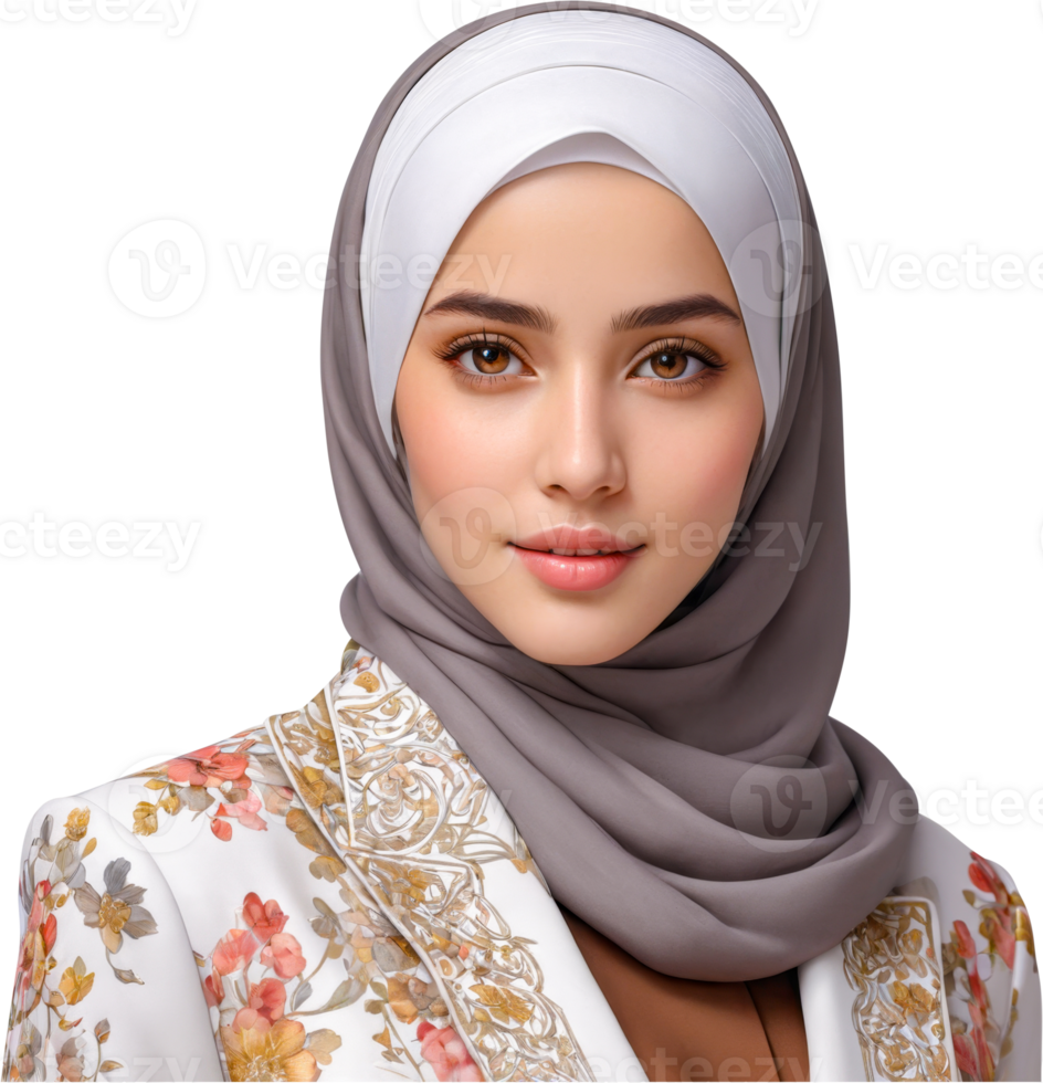 Portrait of a Muslim woman wearing a hijab. png