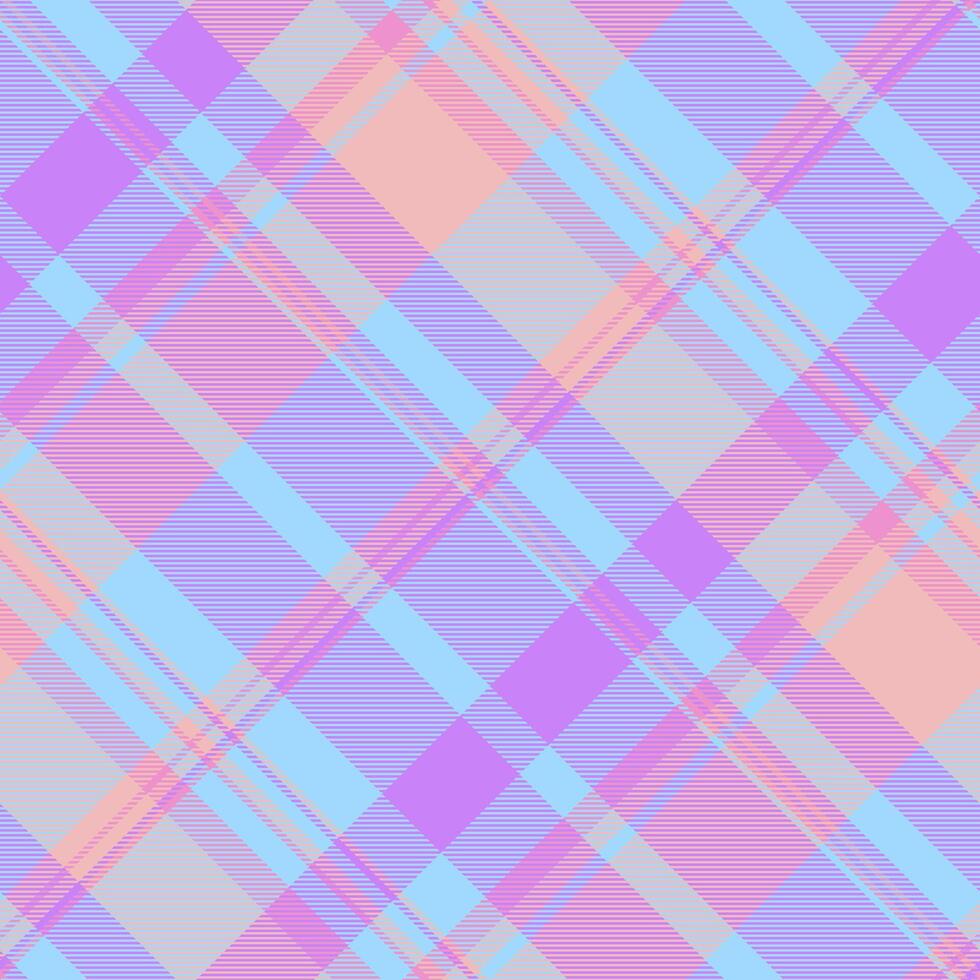 Scrap background fabric , famous seamless tartan plaid. Exotic texture textile check pattern in cyan and violet colors. vector
