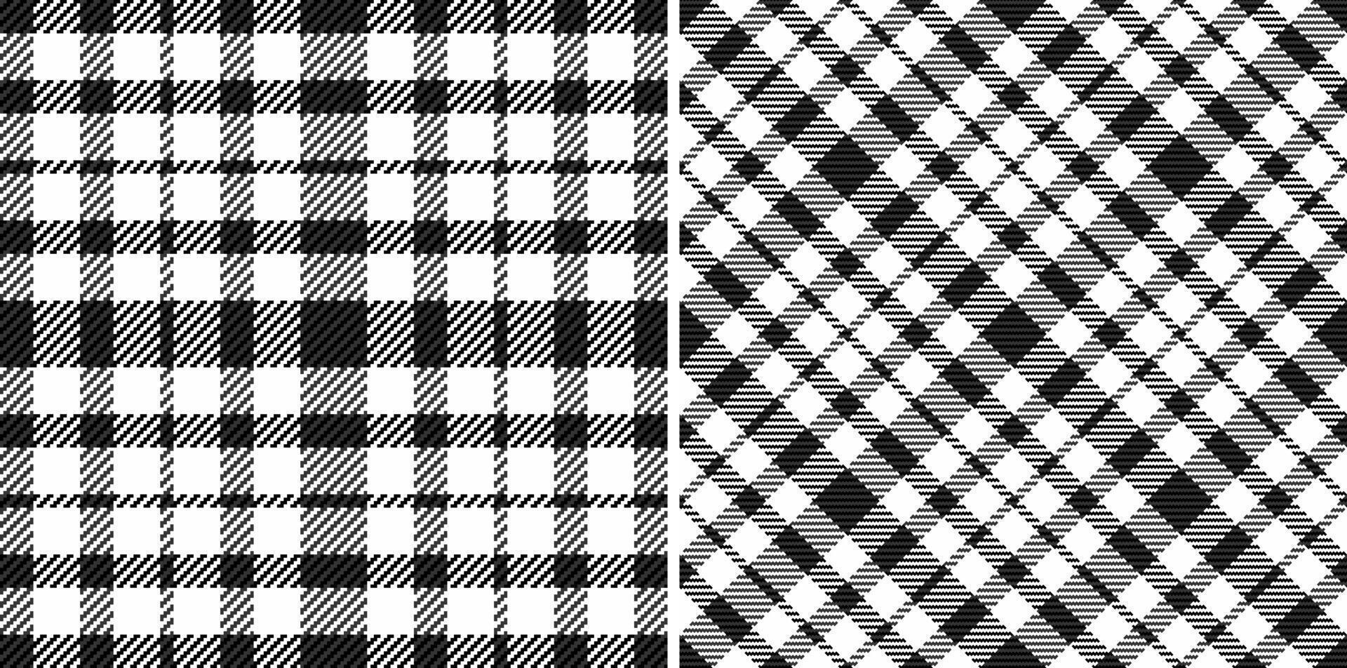 Check textile of seamless plaid pattern with a background tartan fabric texture. Set in monochrome colors for oilcloth tablecloth designs. vector