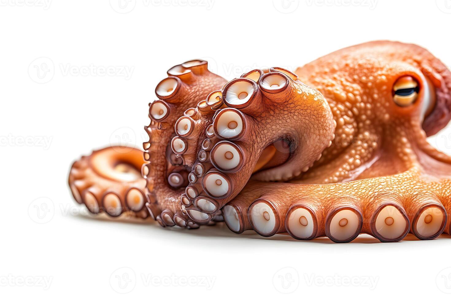Tentacles of octopus isolated on white photo
