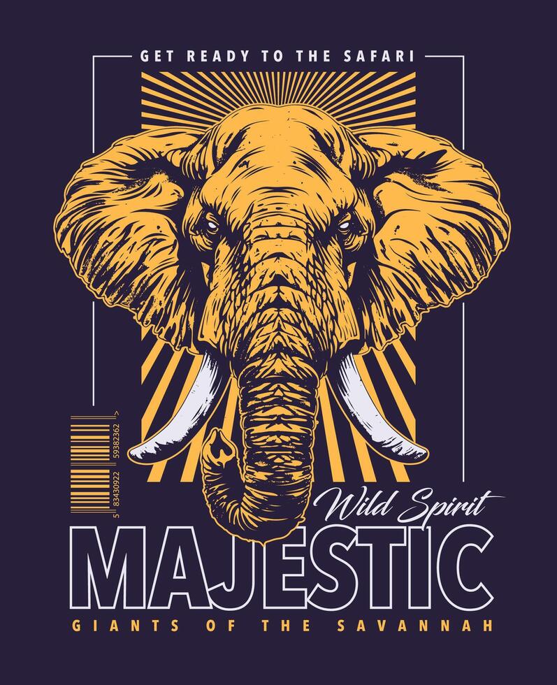 Streetwear Design With Elephant Head vector