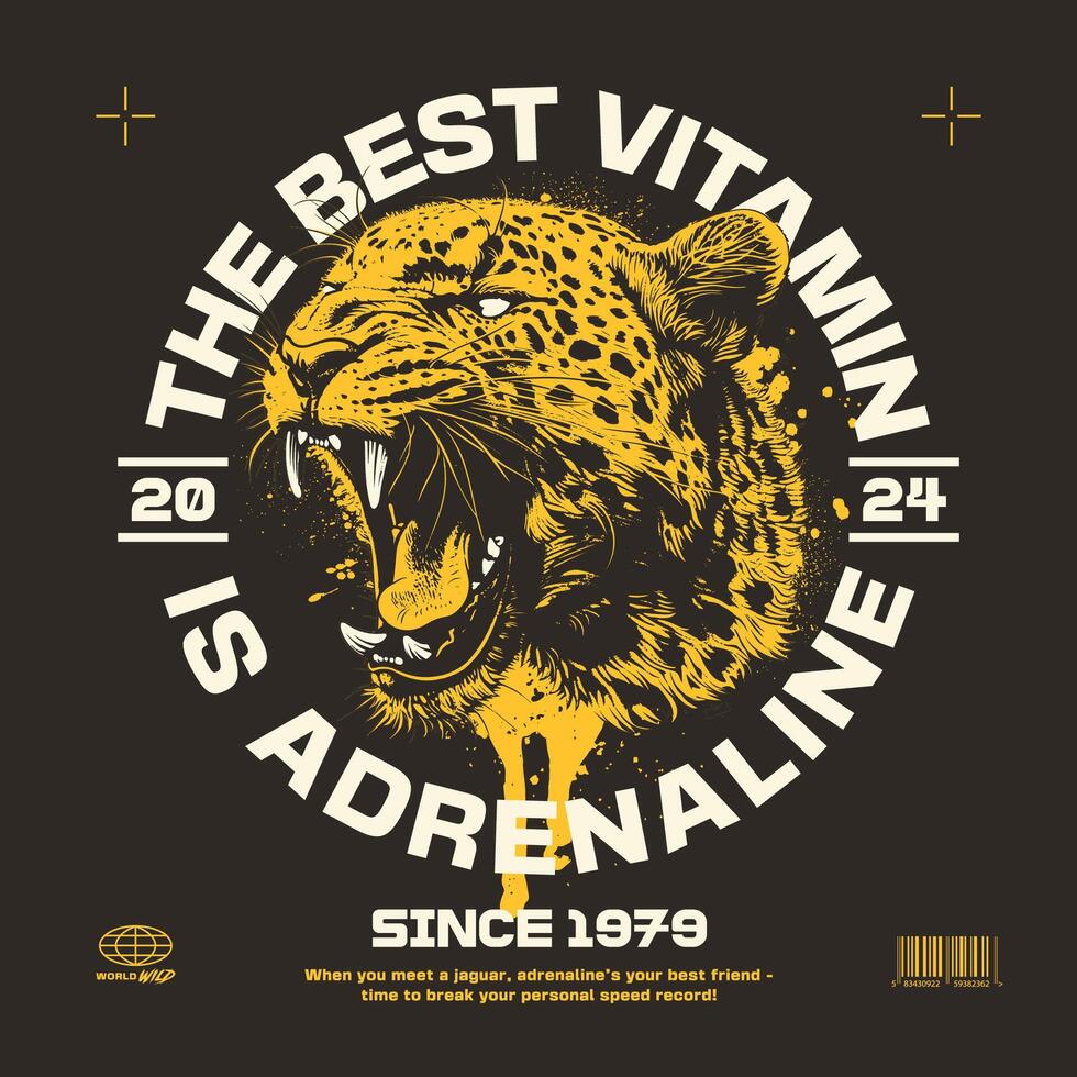 Design Concept With Roaring Jaguar vector
