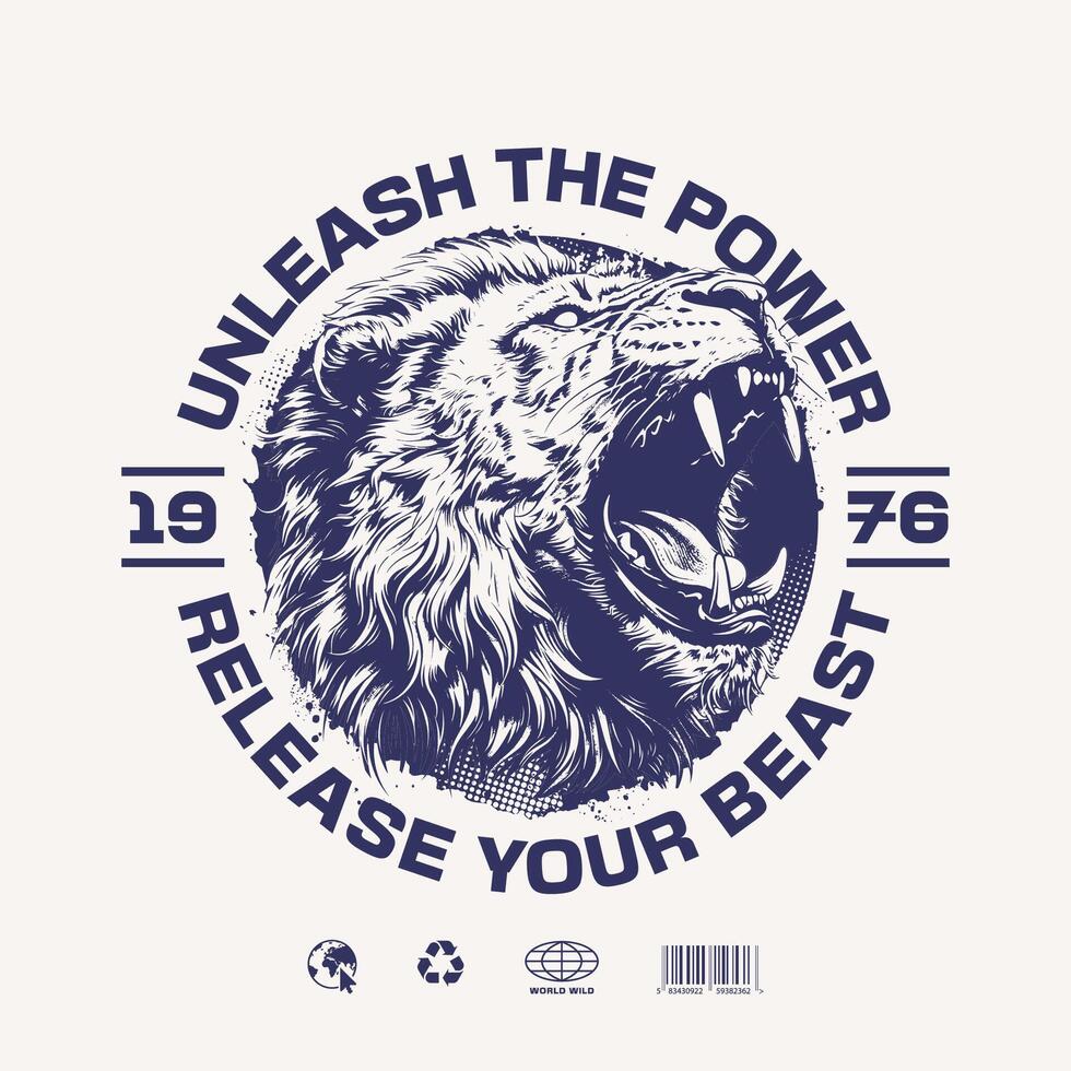 Roaring Lion Grunge Emblem Design vector