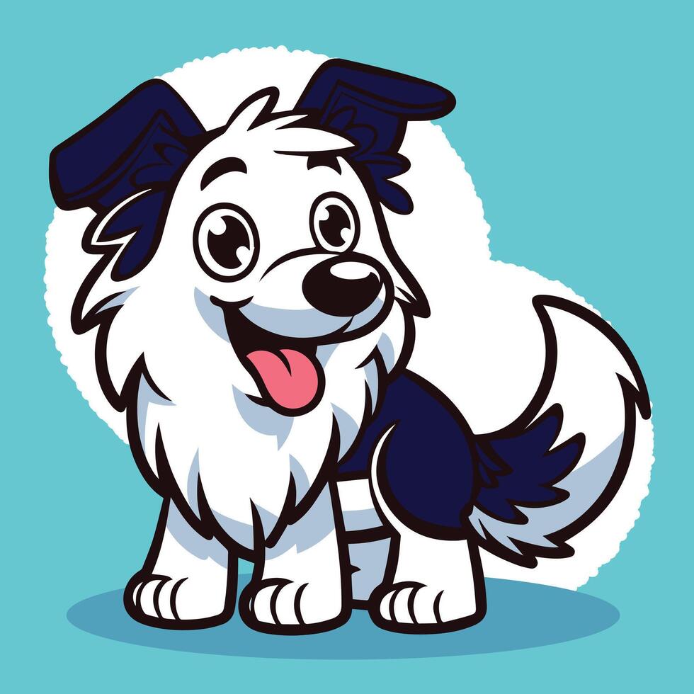 Border Collie Dog breed cartoon character vector