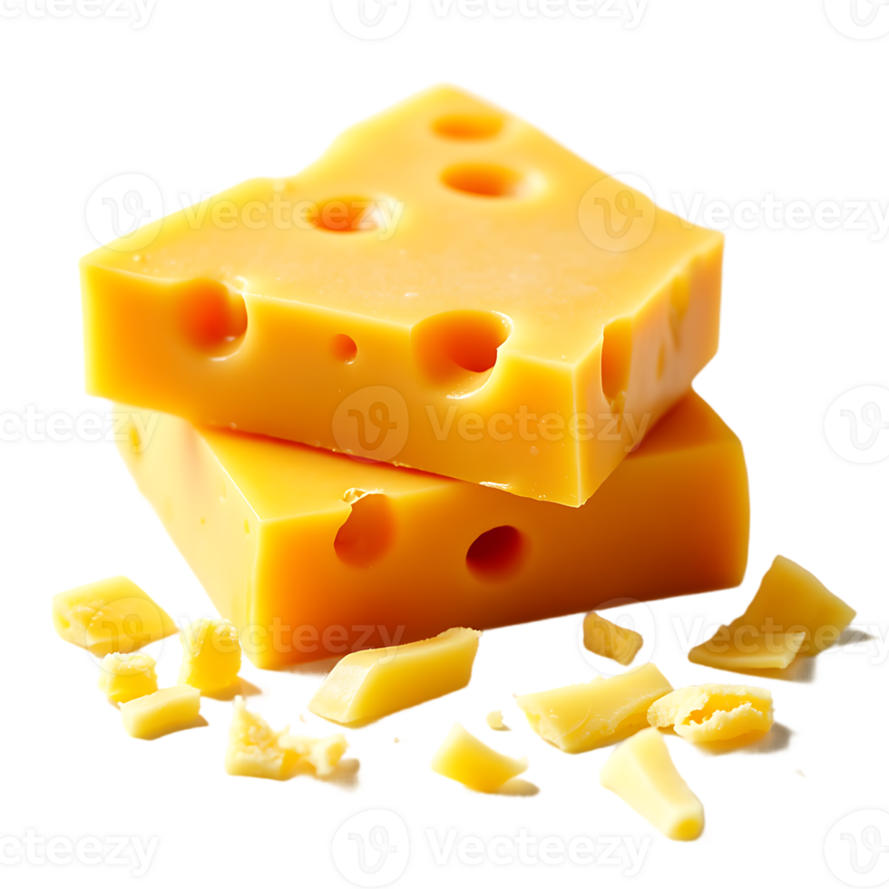 Single slice of cheddar cheese adrift on a clear transparent backdrop. png