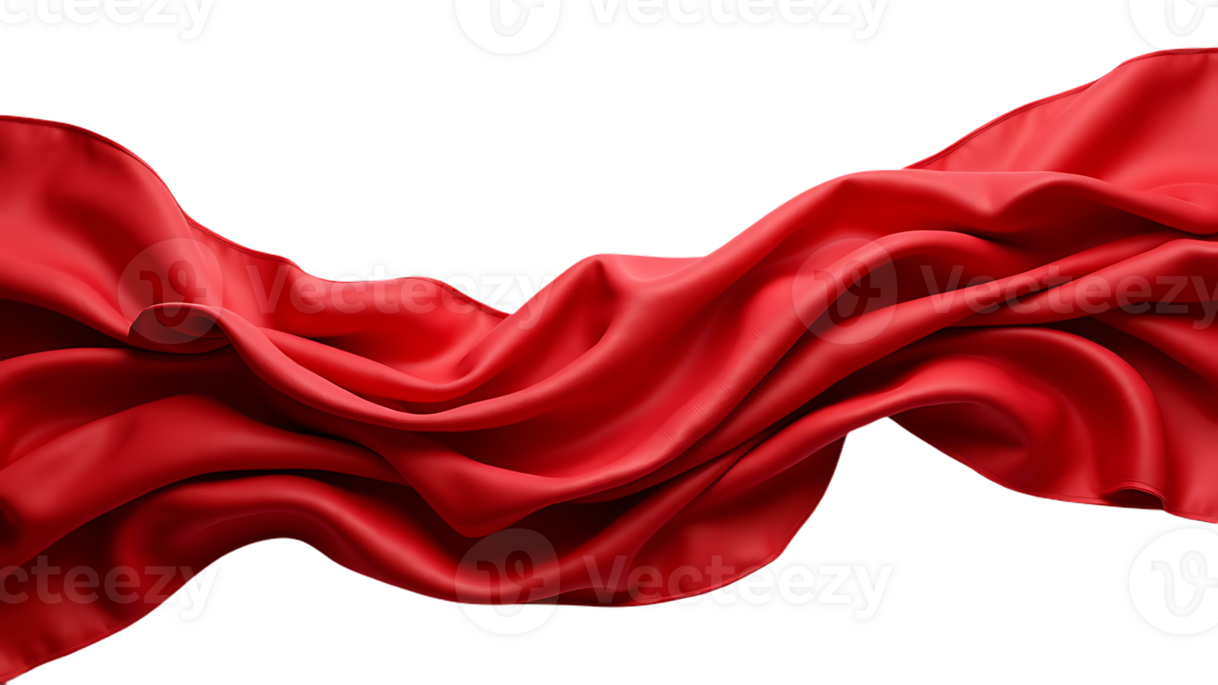 Elegant red fabric floating freely, beautifully cut out. png