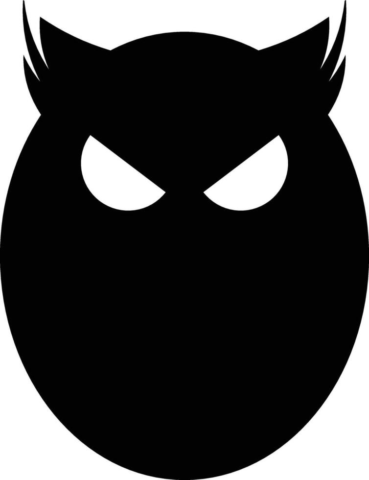 Black Owl Silhouette With Creepy Eyes vector
