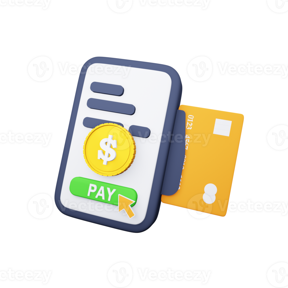 Finance 3d Mobile Payment. Contactless payment icon. Mobile phone with payment button, coin and credit card png