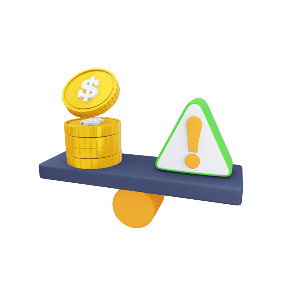 Financial risk 3d icon with scales and coins. png