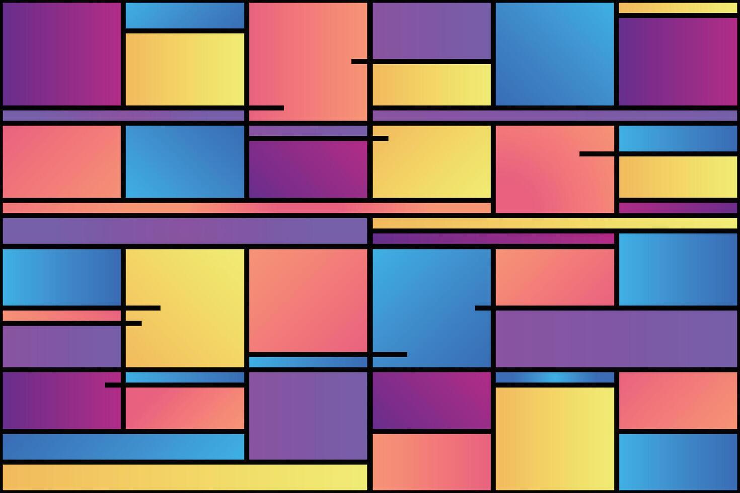 Vibrant gradient geometric seamless pattern by Mondrian. Geometric design with squares and rectangles vector