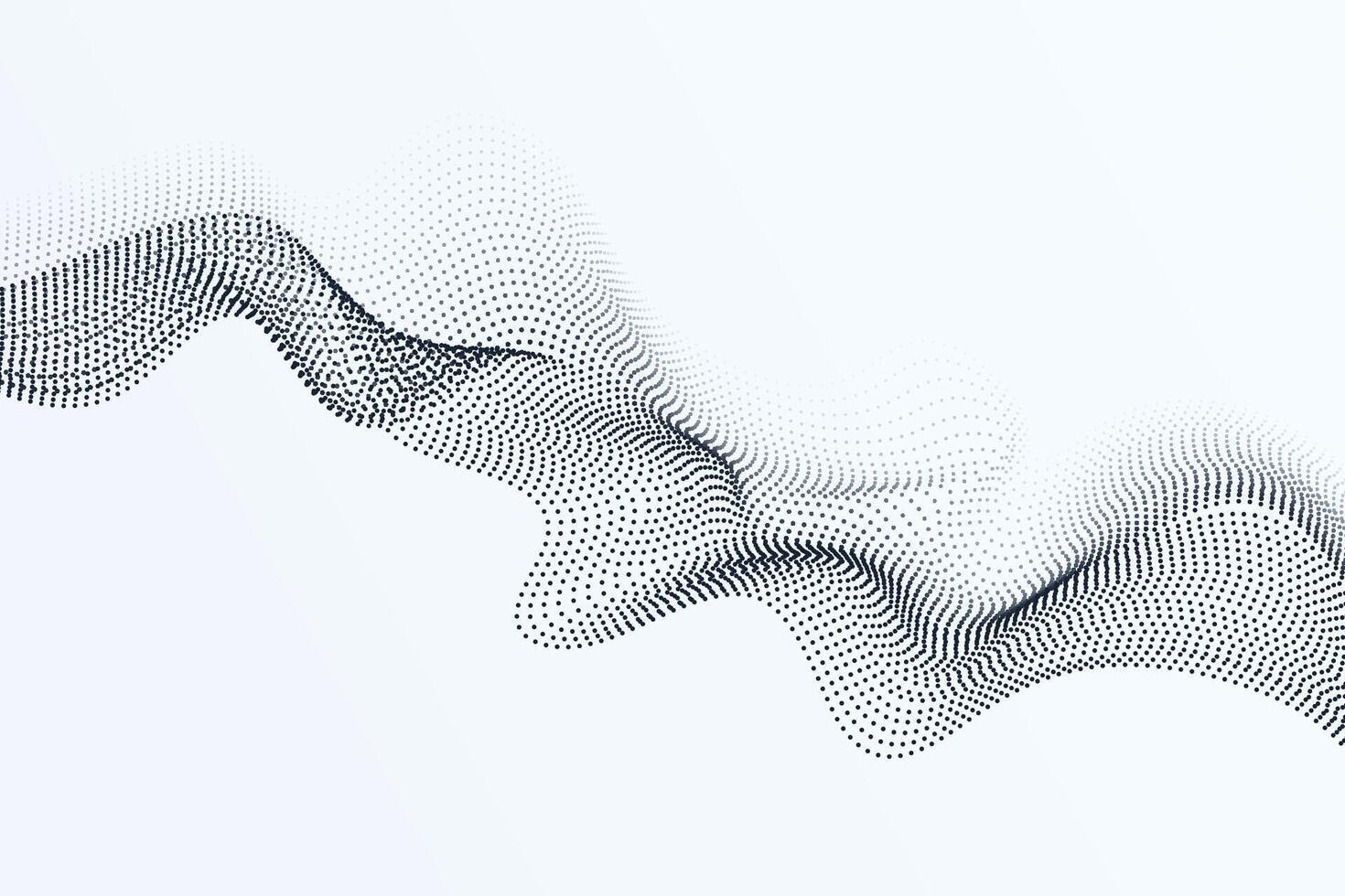 Flowing wavy dynamic particles on a white background. This abstract particle motion represents modern science and technology concepts, ideal for futuristic app vector