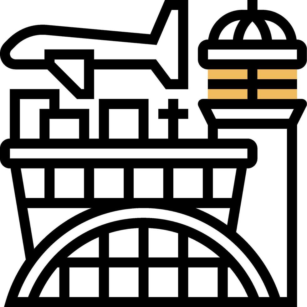 An airport with a plane and a building vector