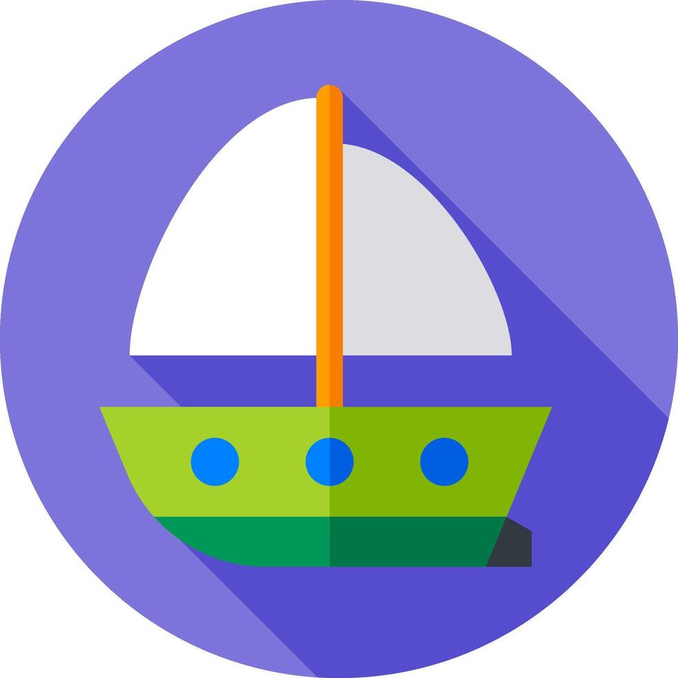 A flat icon of a sailboat on a purple background vector