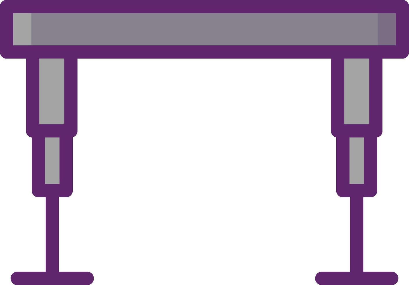 A purple table with two legs on it vector