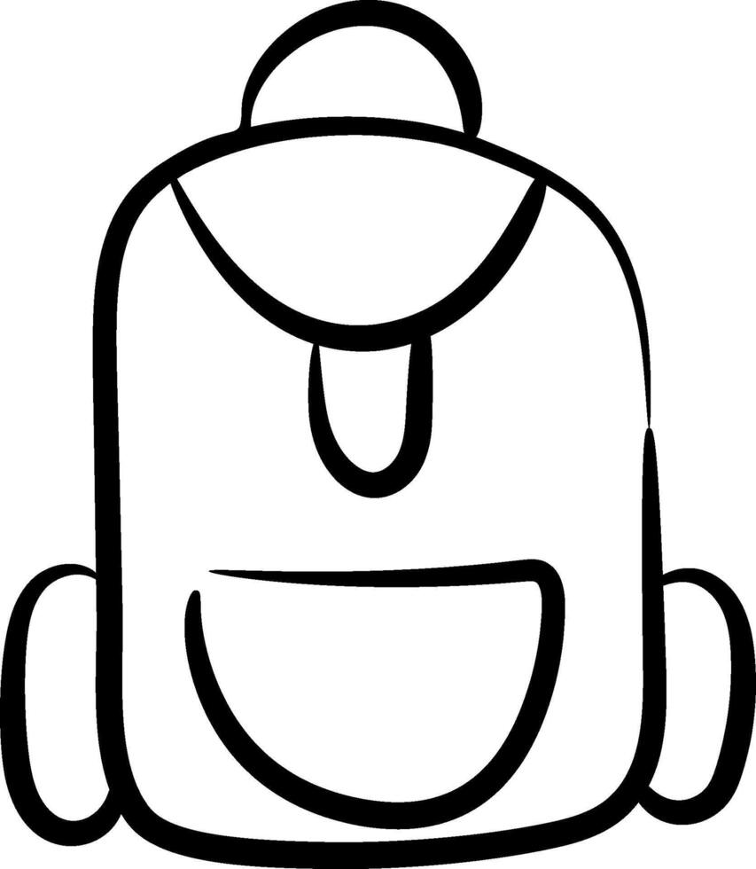 A black and white drawing of a backpack vector