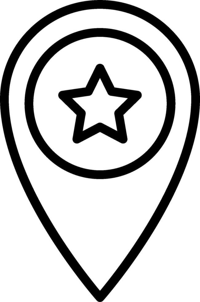 A black and white pin with a star on it vector