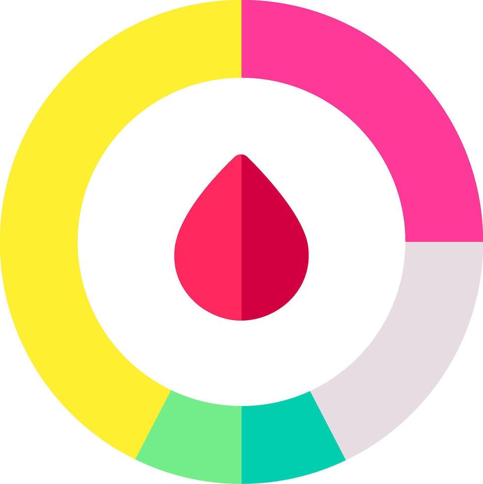 A colorful circle with a red drop in the center vector