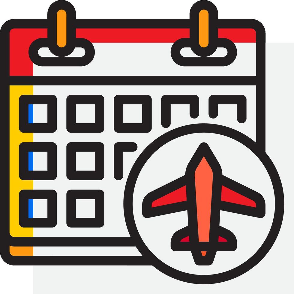 A calendar with an airplane and a calendar icon vector