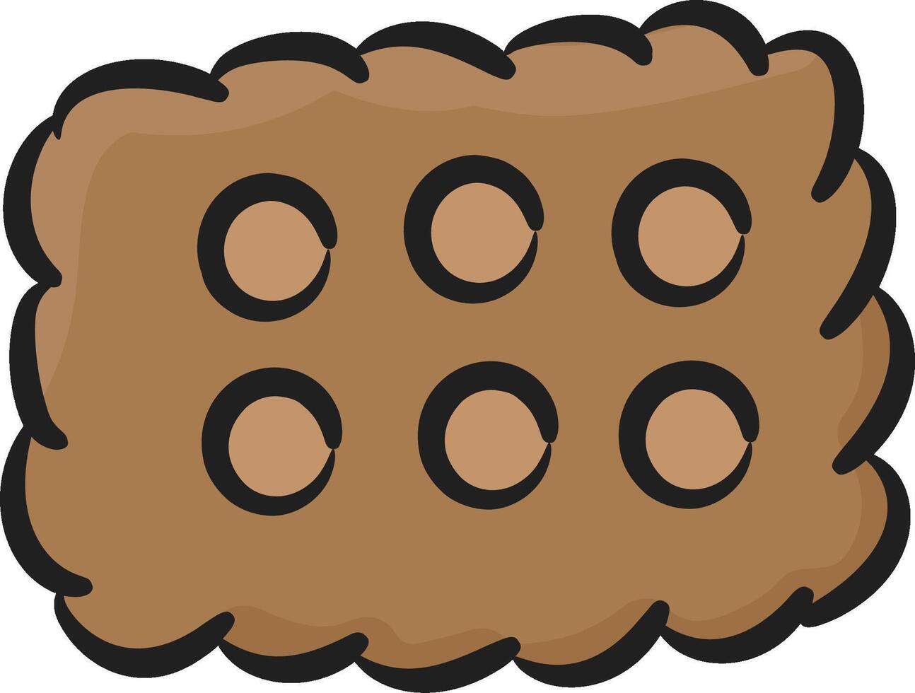 A brown cookie with six holes in it vector