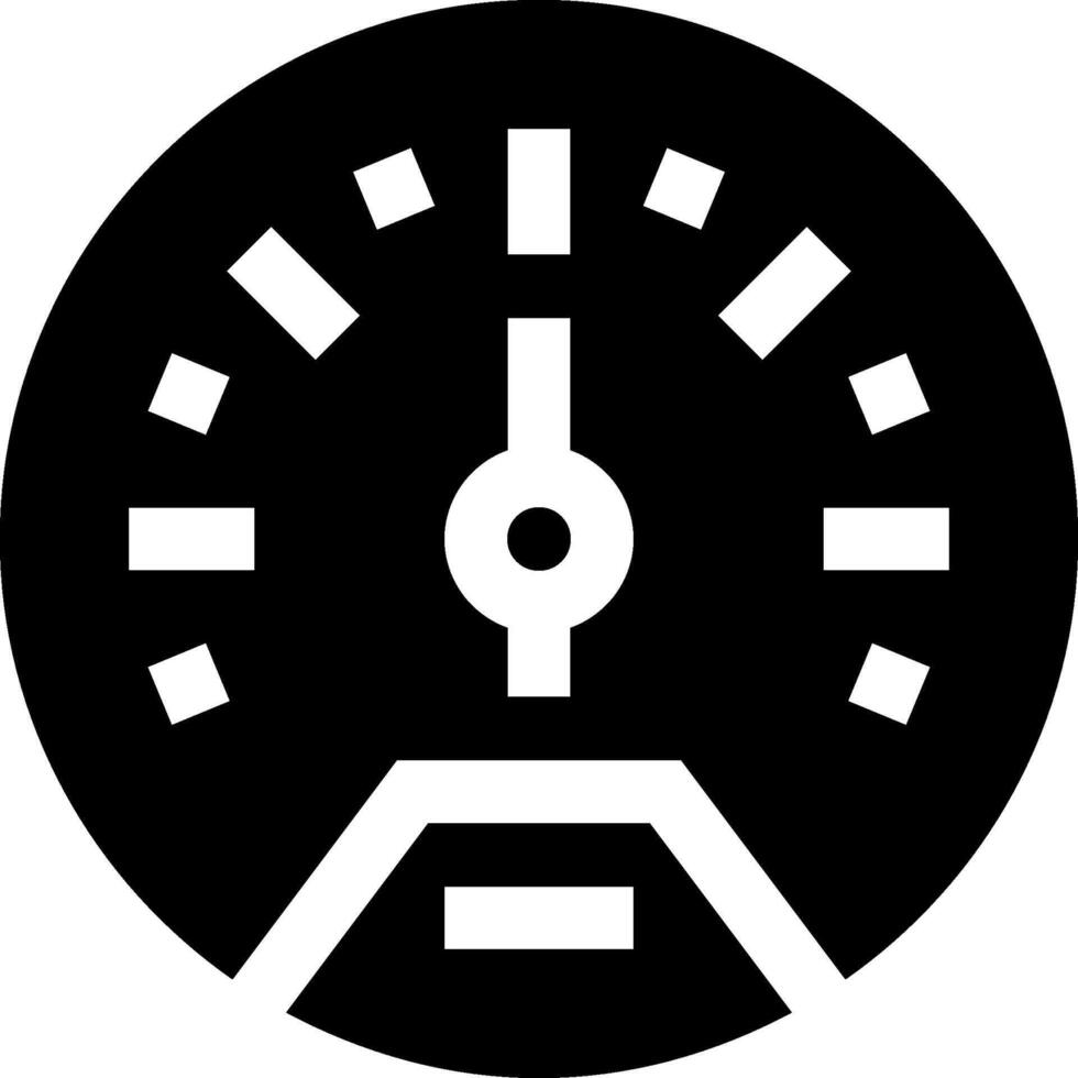 A black and white icon of a speedometer vector