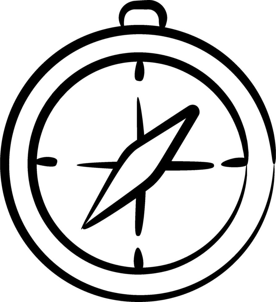 A black and white drawing of a compass vector